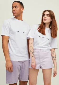 Jack & Jones Jorcopenhagen Tee- T-Shirt Print - Bright White - Fit:Relaxed / Org Print / Navy Emb