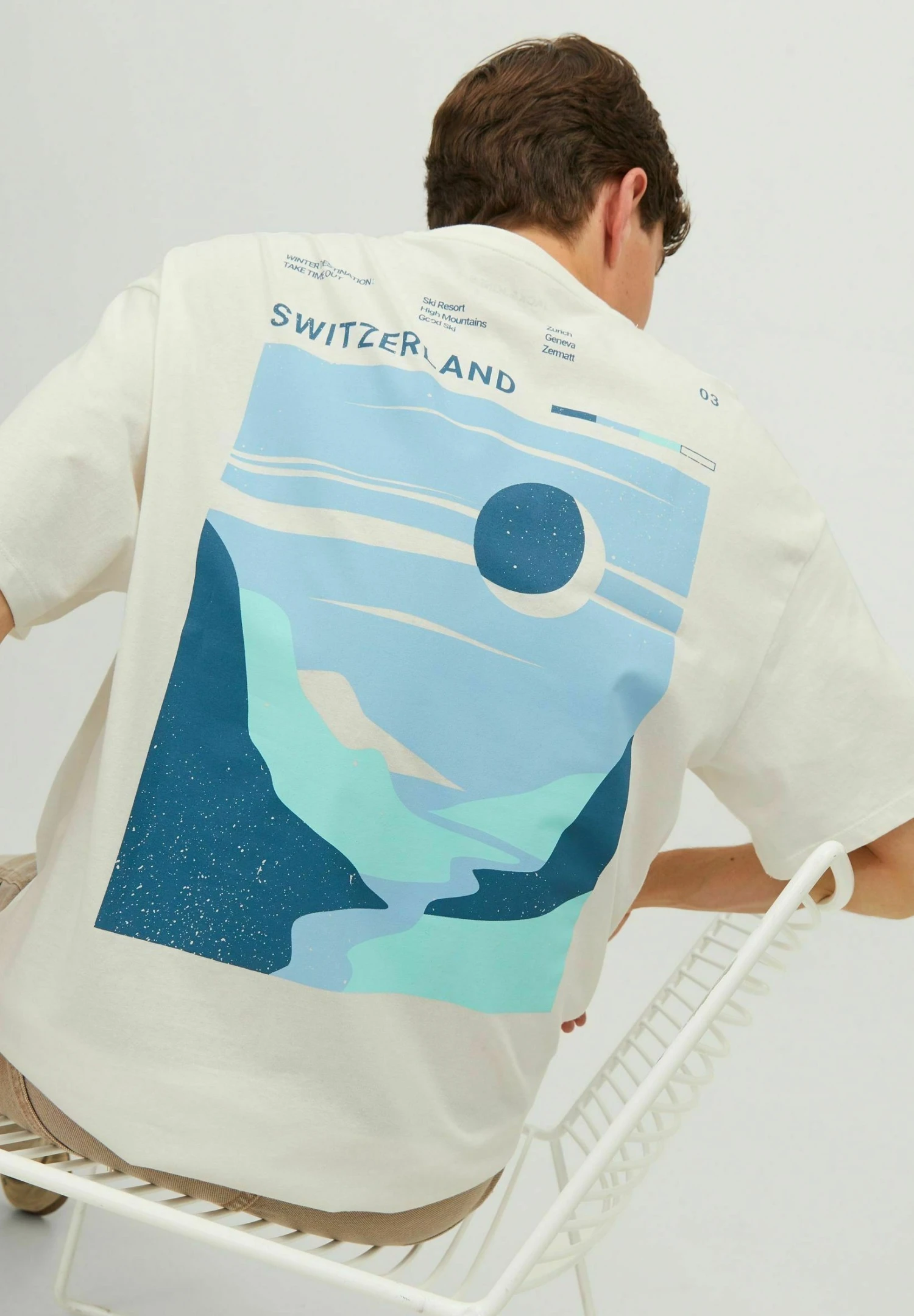 Jack & Jones Crew Neck - T-Shirt Print - Cloud Dancer 7 Jack & Jones Crew Neck - T-Shirt Print - Cloud Dancer - Afbeelding 5