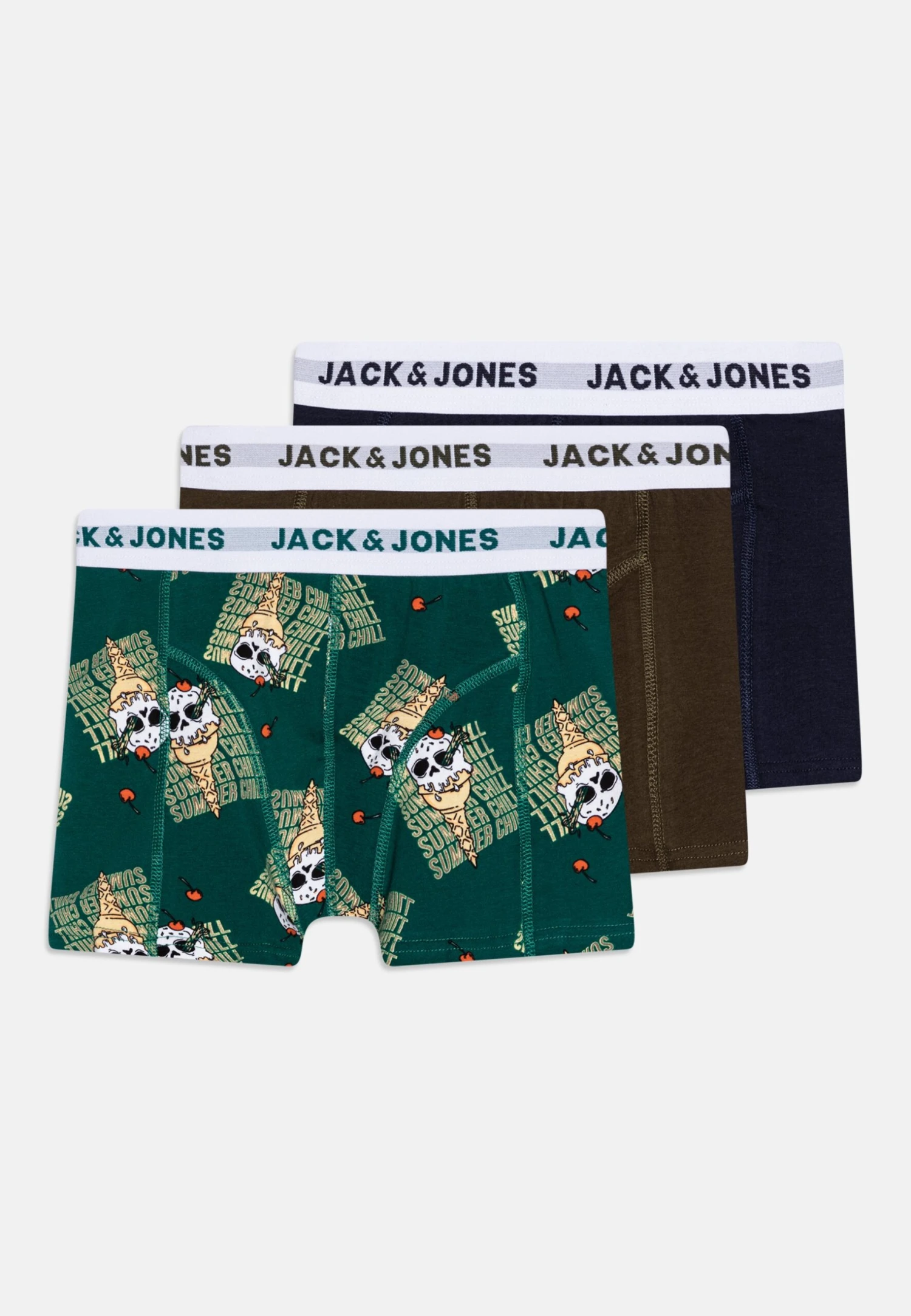 Jack & Jones Junior Jacice Trunks 3 Pack - Onderbroeken - Storm/Navy Blazer/Forest Night 3 Jack & Jones Junior Jacice Trunks 3 Pack - Onderbroeken - Storm/Navy Blazer/Forest Night