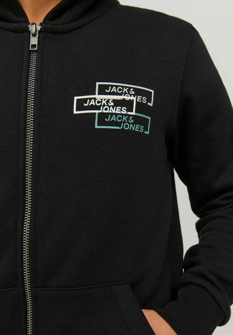 Jack & Jones Junior Mit Reissverschluss Logo - Sweater Met Rits - Black 6 Jack & Jones Junior Mit Reissverschluss Logo - Sweater Met Rits - Black - Afbeelding 4