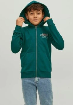 Jack & Jones Junior Mit Reissverschluss Logo - Sweater Met Rits - Deep Teal