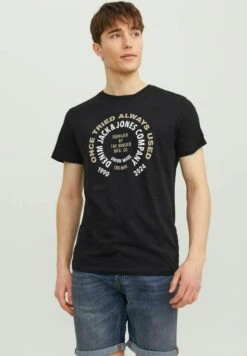 JACK&JONES Premium Klassisches - T-Shirt Print - Black