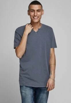 Jack & Jones Jjesplit NeckSs Noos - T-Shirt Basic - Navy