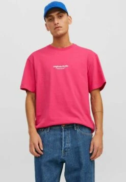 Jack & Jones Jorvesterbro Crew Neck Noos - T-Shirt Print - Fuchsia Rose