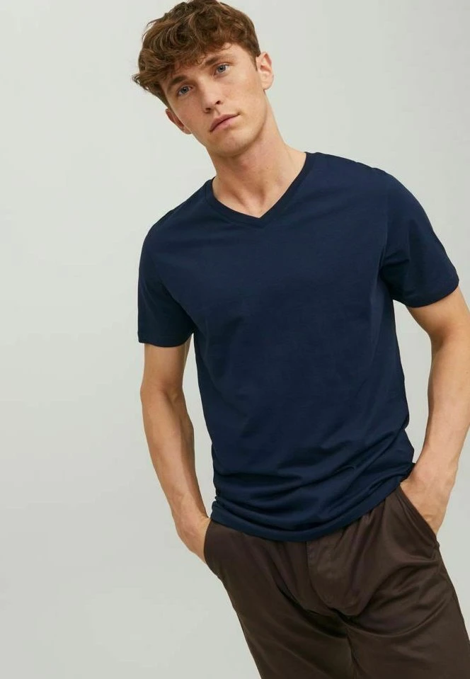 Jack & Jones V-Ausschnitt - T-Shirt Basic - Navy Blazer 8 Jack & Jones V-Ausschnitt - T-Shirt Basic - Navy Blazer - Afbeelding 6