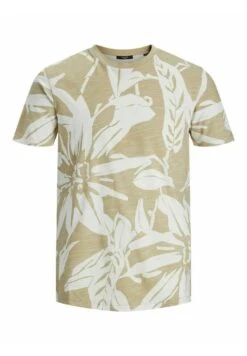 JACK&JONES Premium Jprblatropic Crew Neck - T-Shirt Print - White Pepper
