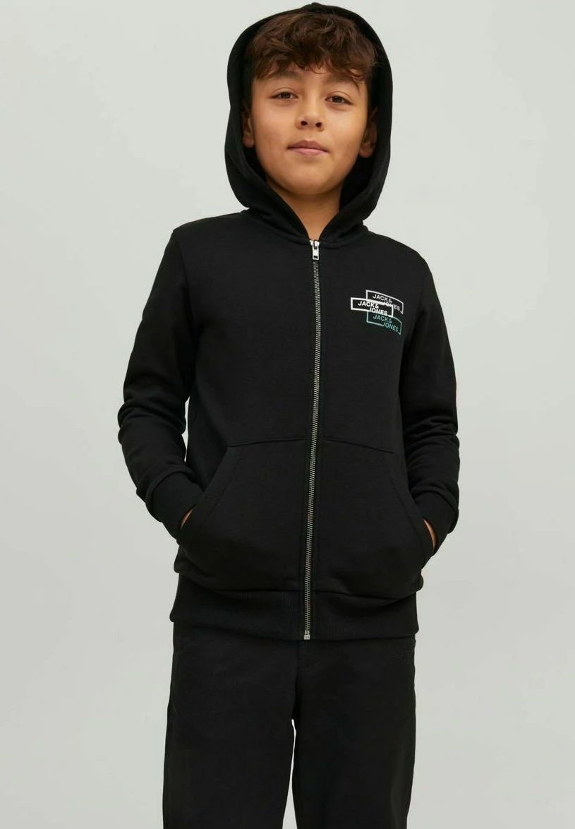 Jack & Jones Junior Mit Reissverschluss Logo - Sweater Met Rits - Black 3 Jack & Jones Junior Mit Reissverschluss Logo - Sweater Met Rits - Black